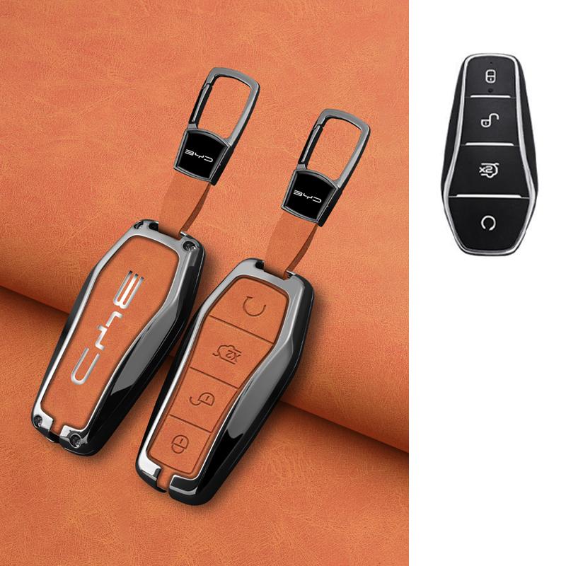 Car Key Case Cover Shell Fob for BYD Atto 3 Han EV Dolphin Lied Tang Dm Qin PLUS Song Pro MAX Yuan Zinc Alloy Protector Keychain