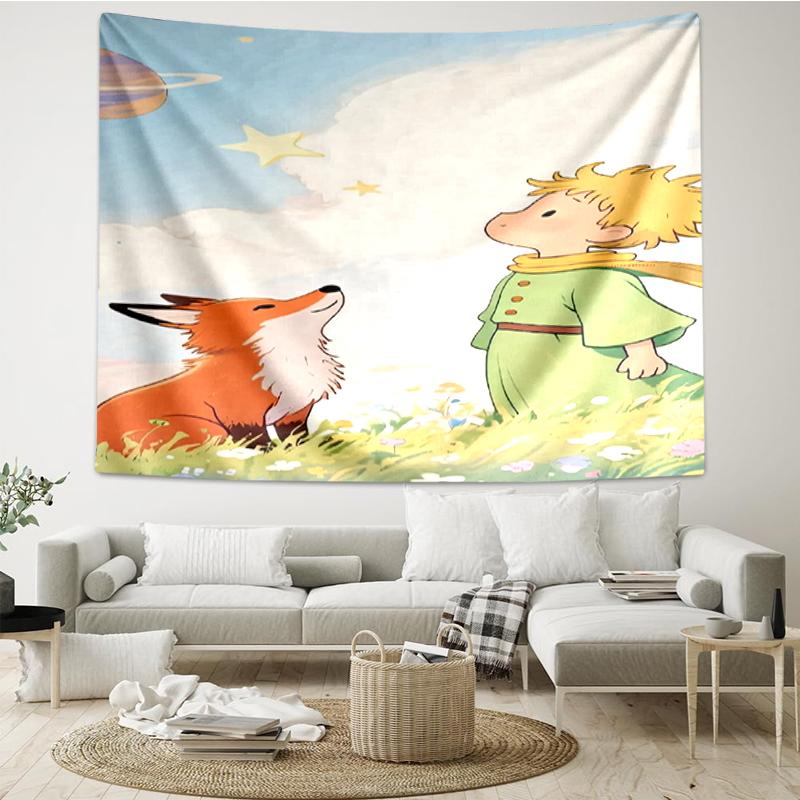 The Little Prince Print Tapestry, Backdrop, Easy Setup, Ideal for Bedroom, Office & Living Room, with Aesthetic Wall Hanging Decor.