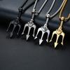 Vintage Neptun Poseidon Dreizack Anhänger Edelstahl Antikes Griechenland Amulett Halskette Herren Schmuck Geschenk für Seemann