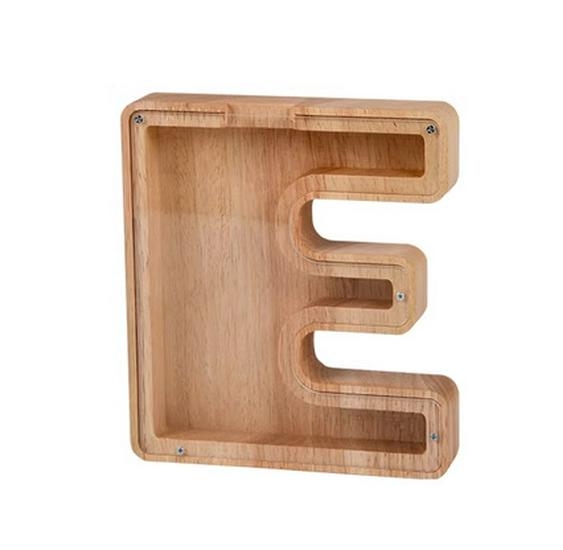Sparbox aus Holz mit Alphabet für Kinder – Transparente Spardose Geschenk