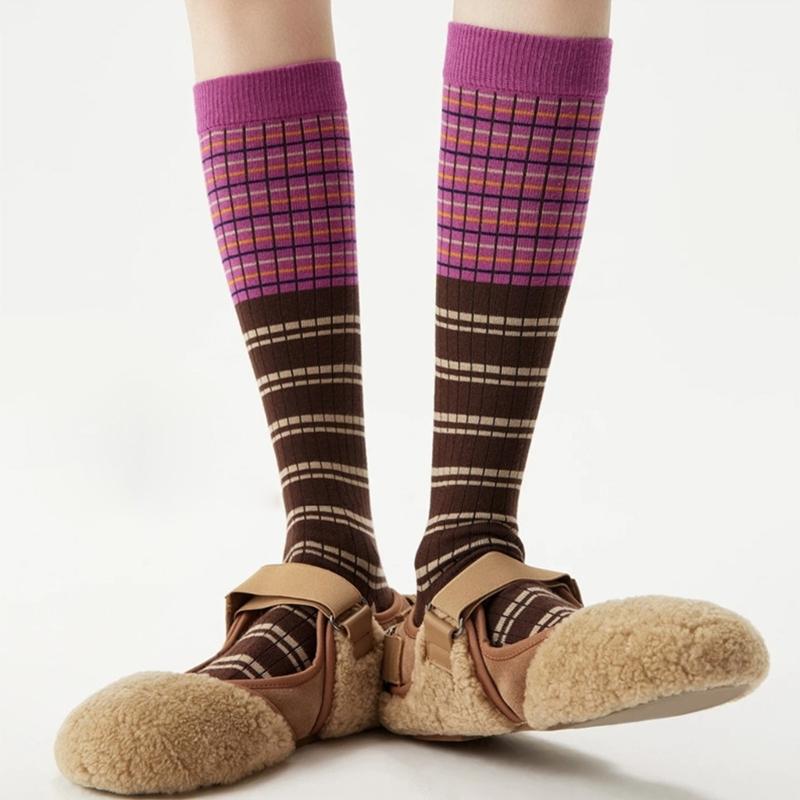 Damen Kniestrümpfe, Modische Gestreifte Strümpfe Cosplay Oberschenkelhohe Strümpfe Schlauchsocken Gestreifte Lange Stiefelsocken