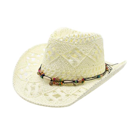 

Соломенная шляпа с защитой UPF 50+, регулируемым ремешком на подбородке, декором из бусин, ажурным дизайном, дышащей тканью, ретро-джинсовой соломенной шляпой