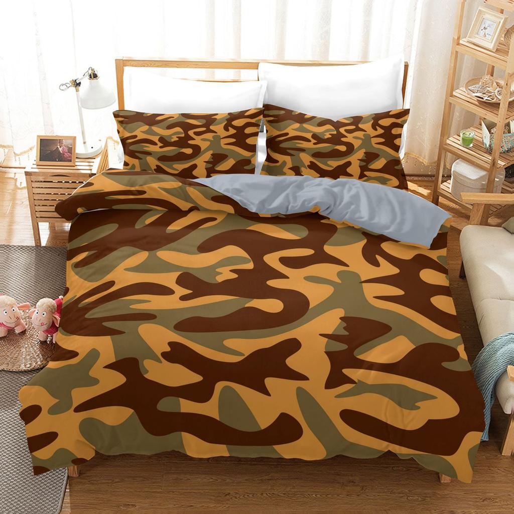 Bedding Home Textiles 3D Digital Printing Three-Piece Military Camouflage Quilt Cover Pillowcase
