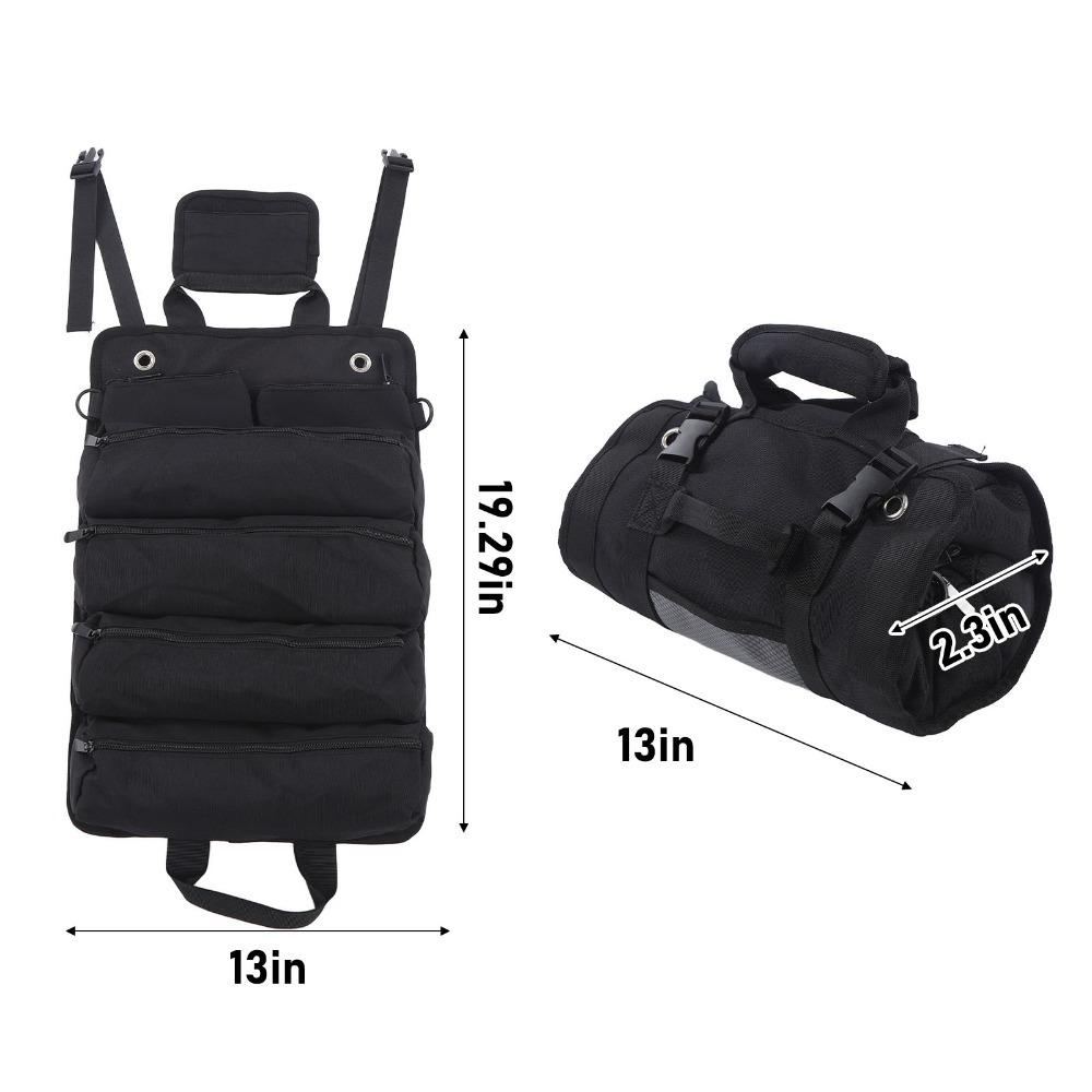 Oxford Cloth Roll Up Tool Bag Separate Pockets Portable Tool Storage Bag  Gardening