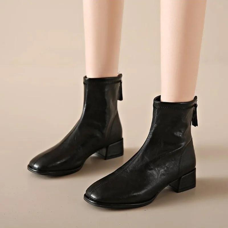 Spring 2025 Autumn Booties New In Female Short Shoes Pu Comfortable and Elegant Trend Y2k On Promotion Boot Women's Ankle Boots