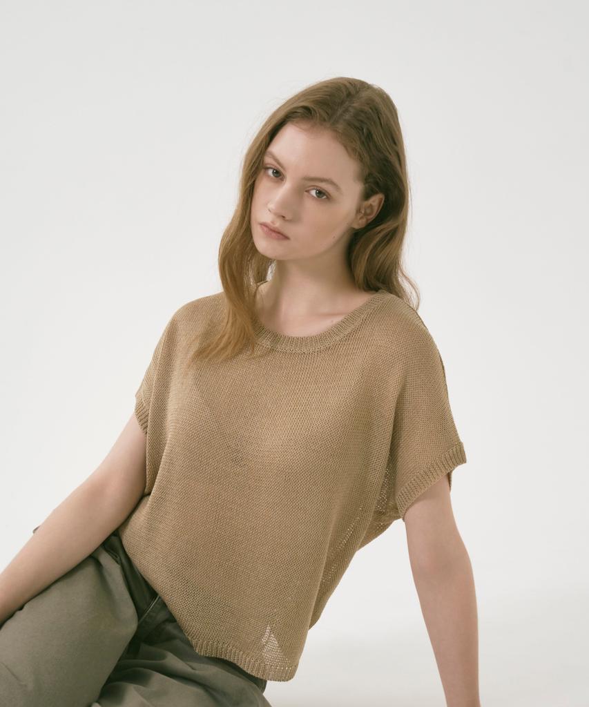 OCCUR Linen Cooling French Summer Knit, Beige
