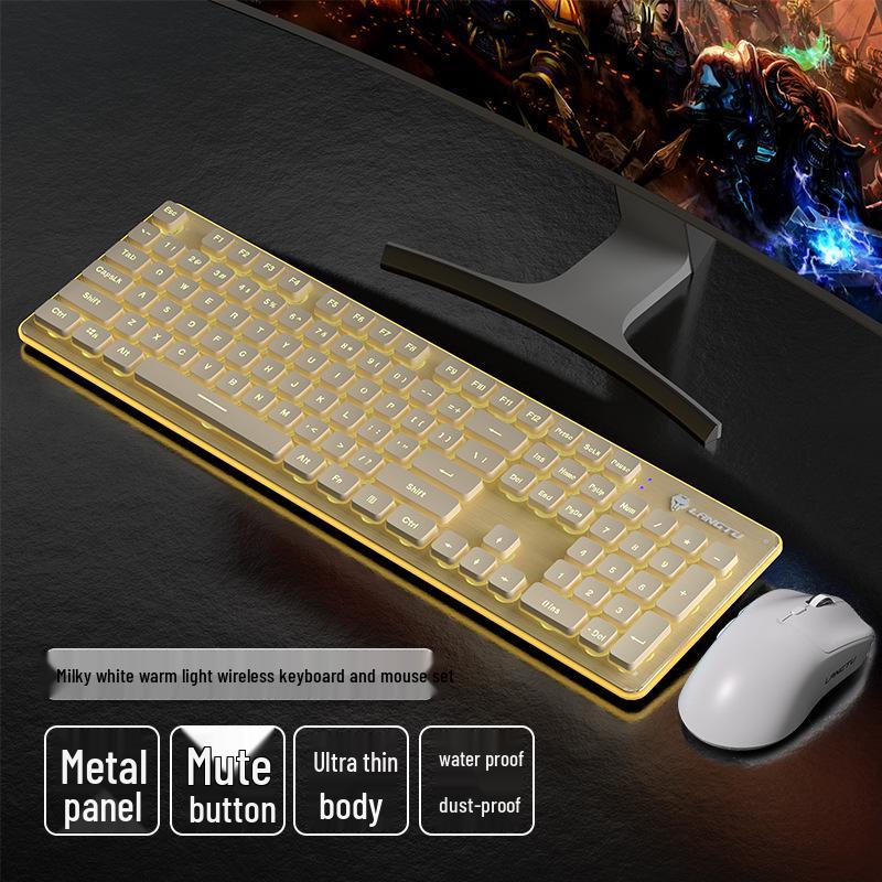 Silent Wireless Wolf Path Keyboard & Mouse Set for Office & Gaming