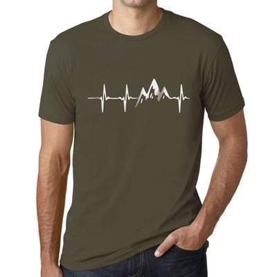 Herren T-Shirt Graphique Rythme Cardiaque de Montagne