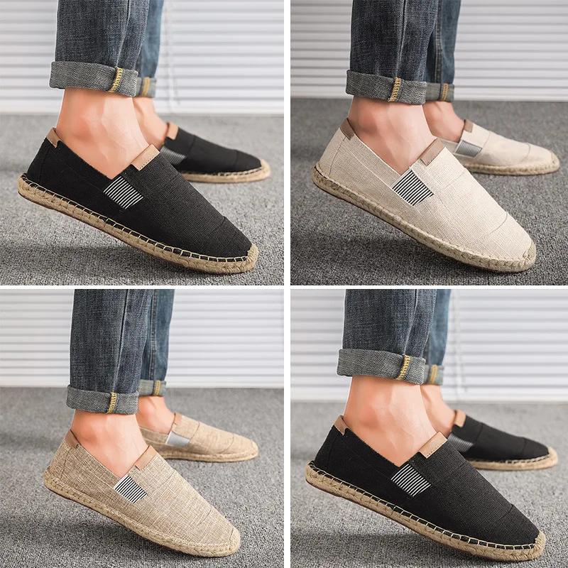 Scarpe da uomo di alta qualità, casual, traspiranti, in tela, alla moda cinese, morbide espadrillas da uomo, mocassini.