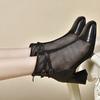 2026 Summer Fashion Women's Hollow-out Mesh Short Boots - Patent Leather Pointed Toe Chunky Heel Breathable Shoes