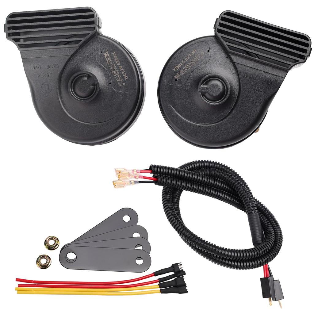 FARBIN Car Horn Thin Model Premium Horn + Bifurcated Branch Harness Toyota/Honda/Nissan/Suzuki Compatible Car Horn Wiring with Flat Terminal