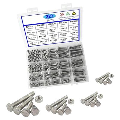 320pack 304 Stainless Steel Nuts and Bolts Assortment with Storage Box for Various Applications Including DIY Projects