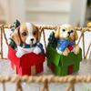 Lively Holiday Dog Statue Christmas Desktop Decor Adorable Christmas Puppy Resin Ornament for Desk Home Office Decorations
