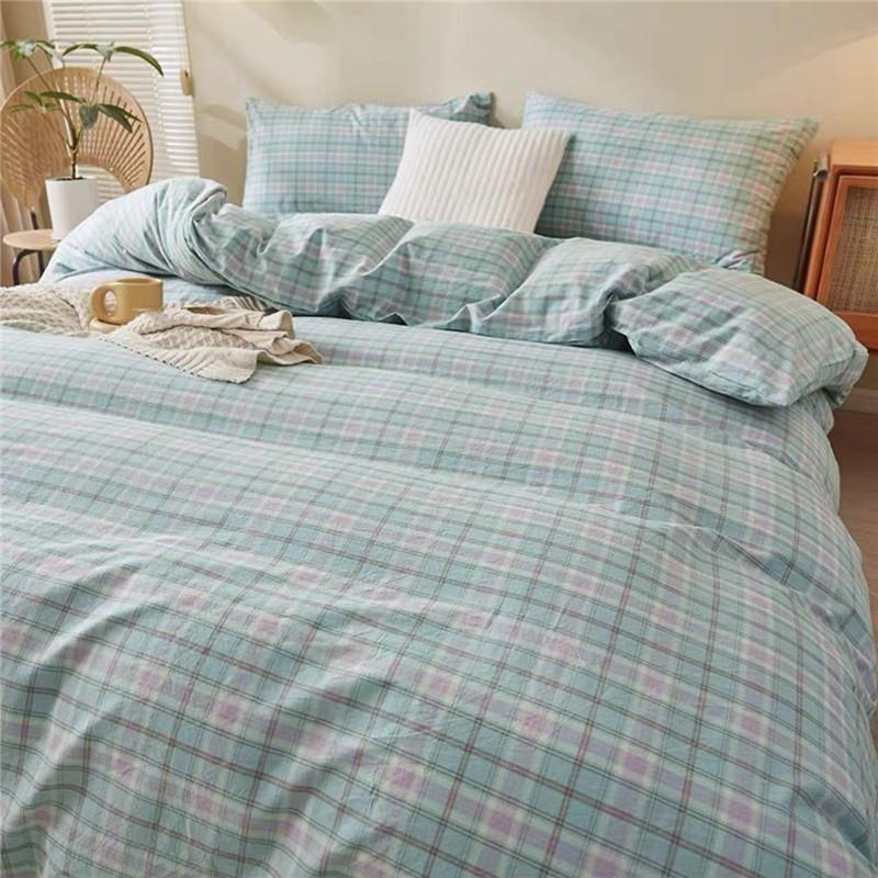 

Комплект постельного белья в корейском стиле ленивого клубничного цвета, пододеяльник, простыня, четыре предмета, простыня для общежития, простыни, кровать L One pillowcase Lime lattice