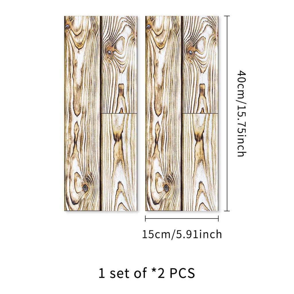 2Pcs 40X15cm PVC Wood Grain Wall Self-Adhesive Sticker Waterproof Living Room Bedroom Wall Decoration Floor Stickers