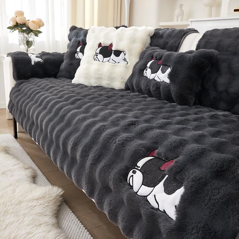 Cartoon Anime Big Dog Rabbit Plush Sofa Cushion Winter  New Plush Non-Slip Sofa Cover Cover Cross-Border