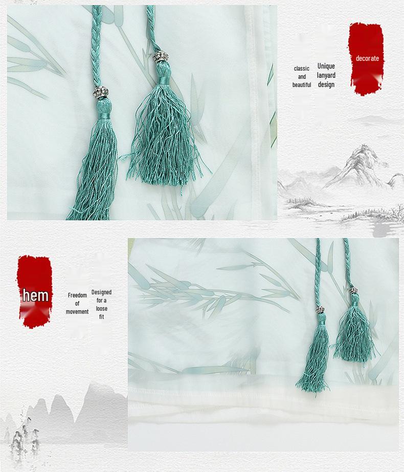 2025 Summer New Children's Bamboo Hanfu Set: Short Sleeve Ancient Chinese Style Robe for Boys.