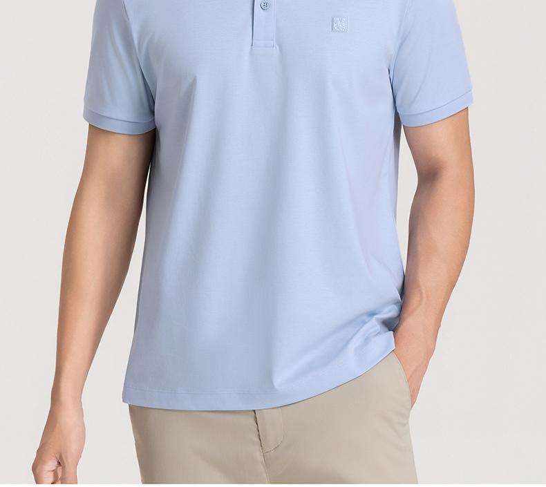 Langdeng Men's Business and Leisure 100% Silk Cotton Comfortable and Breathable Collar Polo Shirt