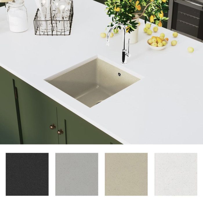 Évier de Cuisine - VIDAXL - Lavabo Réversible Encastré - Granit Beige - 1 Bac - 420x460mm