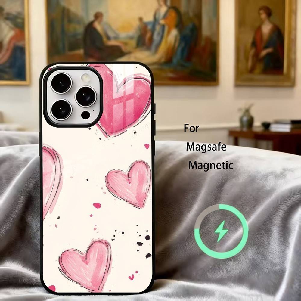 C-Cute L-Love H-Heart Phone Case For iPhone17,16,15,14,13,12,11 Plus,Pro Magnetic with Magsafe Wireless Charging