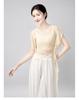 Women's Classical Chinese Dance Bell Sleeve Top - Sheer, Long Sleeve, Body Shaping Dancewear for Adults