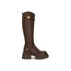 Skinny Boots~ Small Gold Buckle Diagonal Thick Bottom Velvet Medium and High Boots Female Knight Boots