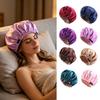 Touca de Dormir Feminina Cetim Touca para Cabelo Elástico Ajustável Touca de Dormir Camada Dupla Cuidado com o Cabelo Touca de Dormir para Cabelos Cacheados Longos