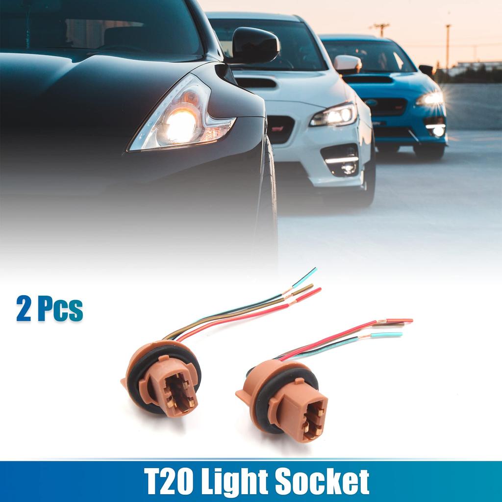 uxcell Socket T20 3-Wire Automotive Brake Turn Signal Light Extension Connector Pack of 2