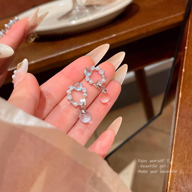 Exquisite Zircon Fishtail Earrings: Elegant Crystal Ball Ear Jewelry for Women