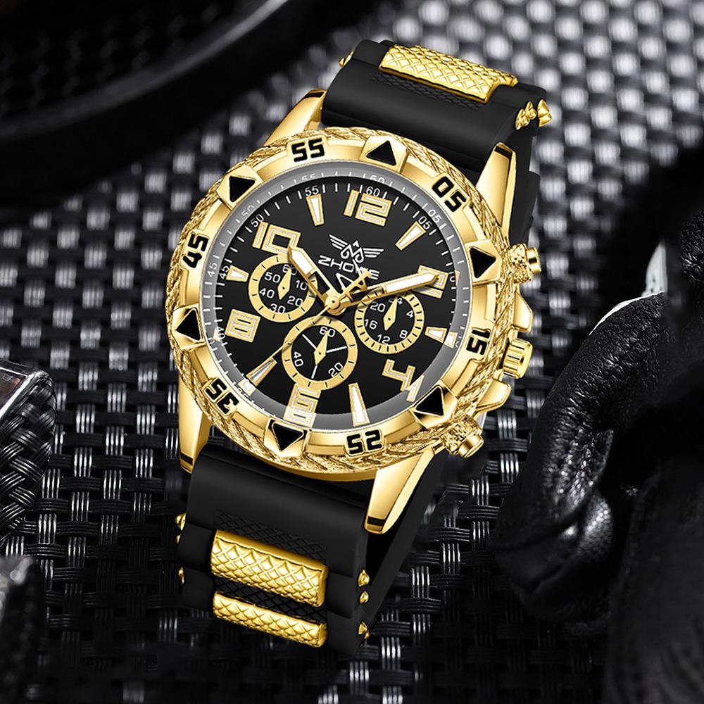 4PPC Black Men s Watch Set Fashion Trend Quartz Watch Bracelet Necklace Ring Set Perfect Gift for Friends or Bar Dad