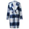 Women's Medium Plaid Double Breasted Long Sleeves Pocketless Coat Outwear