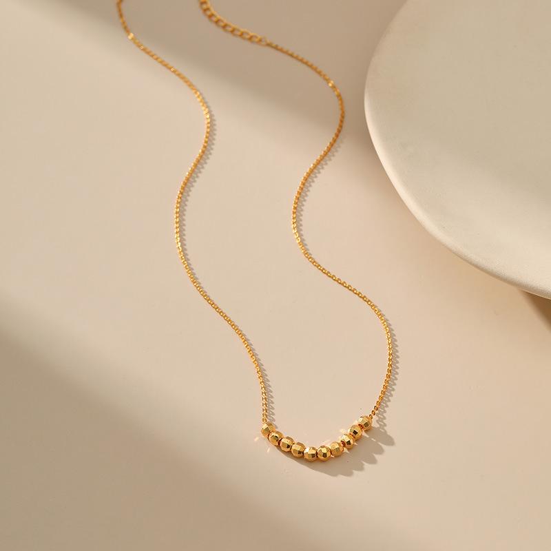 Gold Round Bead Short Metal Necklace Ins Style For Women