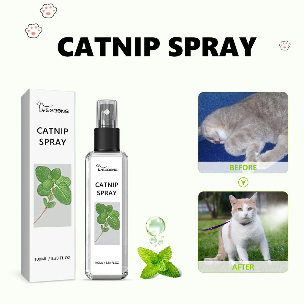 Yegbong Cat Mint Spray Relieves Cat Anxiety Enhances Pet Vitality Health No Odor No Residual Care Calms Pet Nerves and Eliminates Restlessness Spray