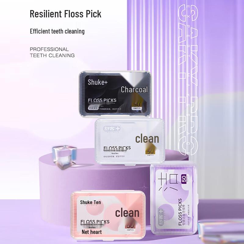 Shuke Bamboo Charcoal Flat Dental Floss Picks