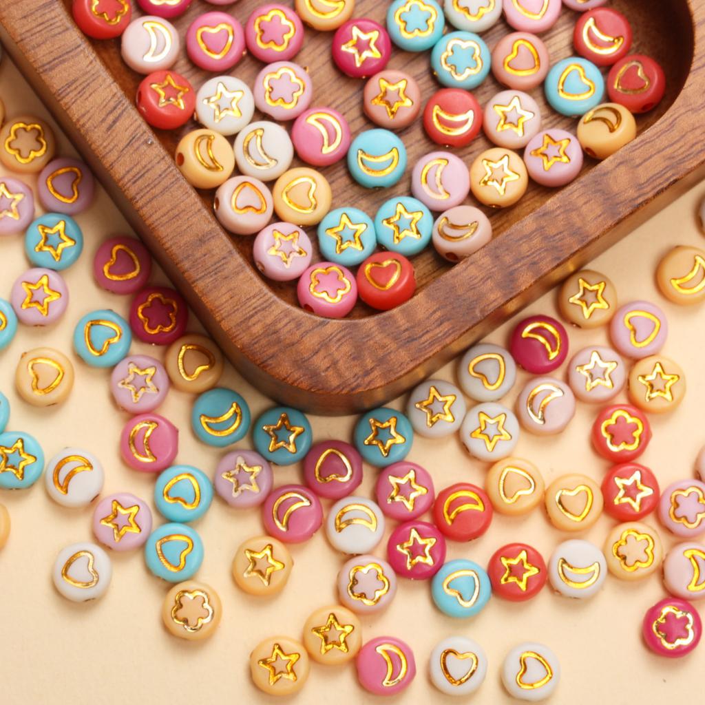 100Pcs 7mm Acrylic Colored Heart Letter Beads DIY Material Jewelry Bracelet Necklace Accessories
