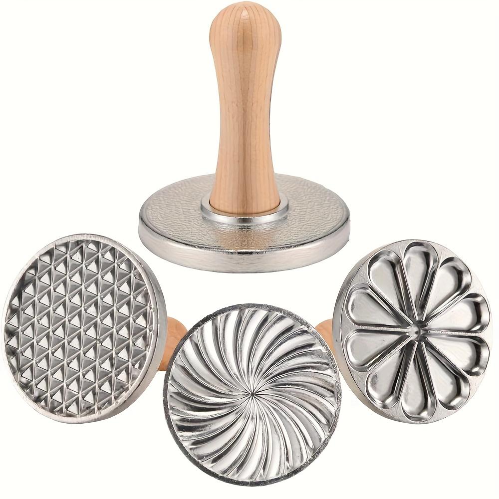[Zinc Alloy Cookie Stamp] 1pc Zinc Alloy Cookie Stamp Mold with Floral Swirl Pattern | Ergonomic Handle Precision Baking Tool for Cookies, Cupcakes