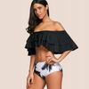 Costum de baie bikini din două piese, volan spaniol, talie înaltă, mărimea L Costum de baie bikini din două piese, volan spaniol, talie înaltă, mărimea M