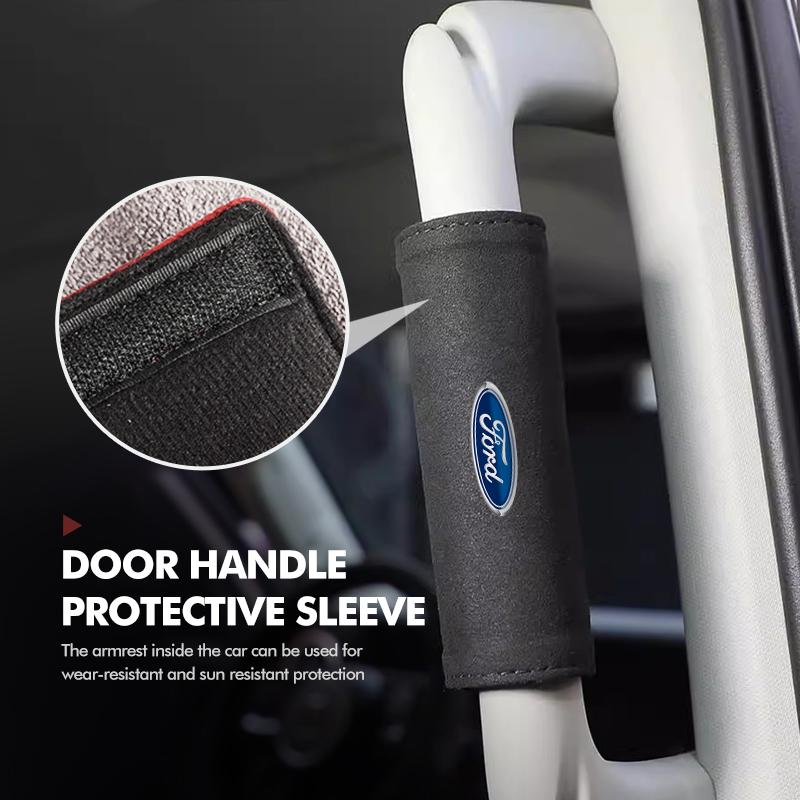 For Ford Car Interior Handle Protective Cover Suede Sponge Comfortable Grip Mk2 Mk3 Ranger Mondeo Mk4 S-MAX Kuga Mustang Fusion