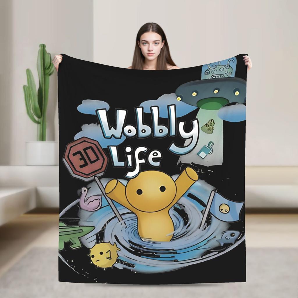 Wobbly Life Sandbox Game Blanket Quality Soft Warm  Throw Blanket Winter Camping Outdoor Fluffy Bedspread