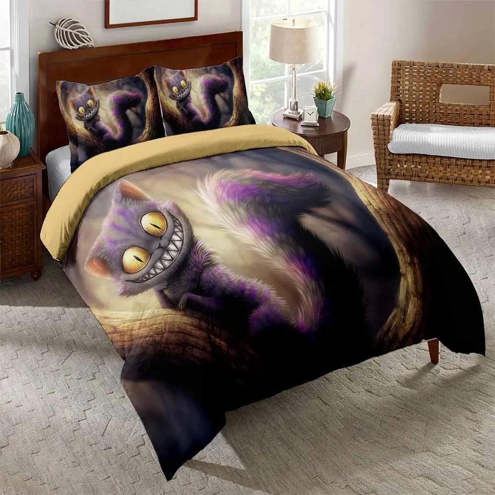 Read Cat Bedding For Girls Boys Cute Colorful Cast Pattern Bedspread 3D Print Cats Theme Bold Color Black Animal Duvet Cover