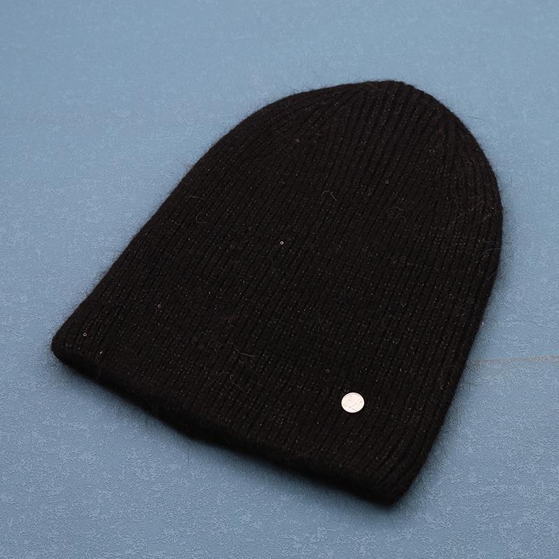 Angora Rabbit Fur Winter Woman Hat Cashmere Skullies Beanies Soft Solid Warm Fluffy Thick Sequins Knitted Hat Gift Wholesale