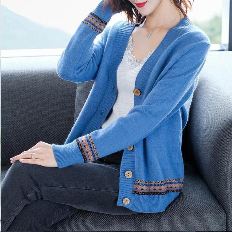 Spring and Autumn Women's Fashion Casual Thin Knitted Cardigan