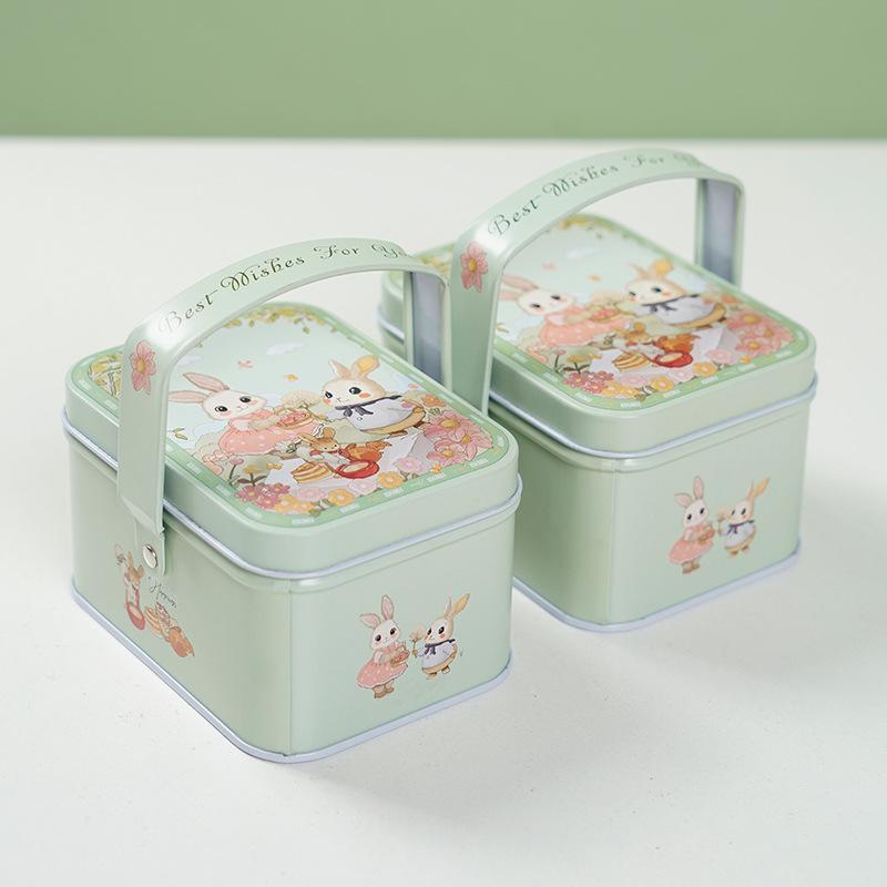 Tinplate Candy Box Kids Gifts Small Tin Box Cookie Box Portable Rabbit Gift Box For Birthday Wedding Party Decoration