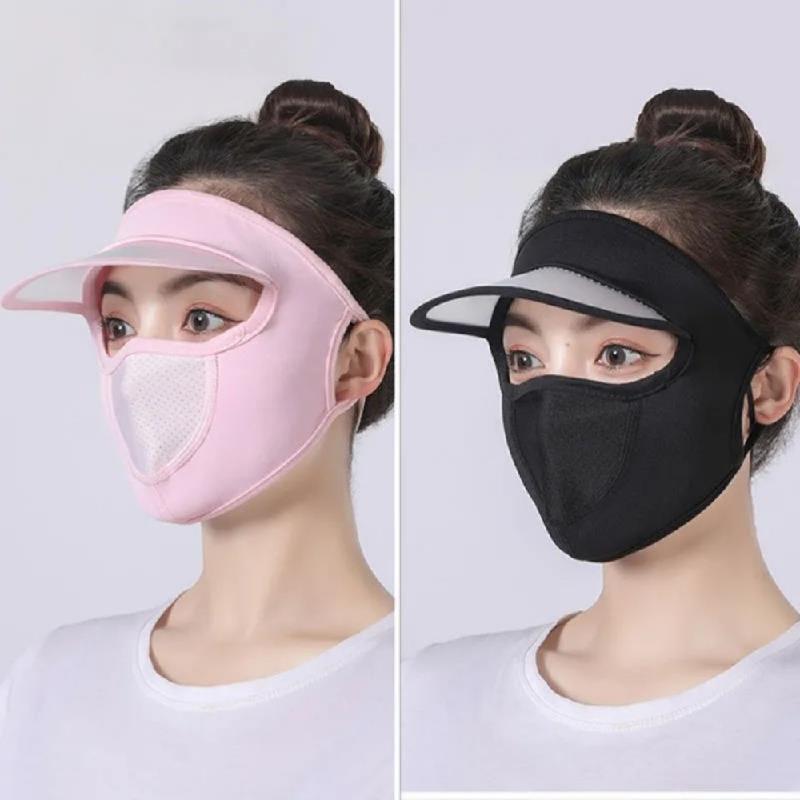Sonnenschutz-Linsenmaske, abnehmbar, für Damen, Frühling und Sommer, Anti-Ultraviolett-Sonnenschutz, Fahrradfahren, staubdicht, verstellbare Hutmaske