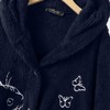 Women Printed Button Plush Tops Hooded Loose Cardigan Wool Coat Winter Jacket