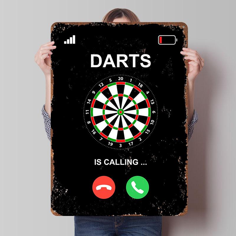 

Darts Game Calling Metal Poster Customized Wall Art Retro Vintage Tinplate Signs for Interior Decoration Living Room Decor Men 7.9x11.8In(20x30cm)