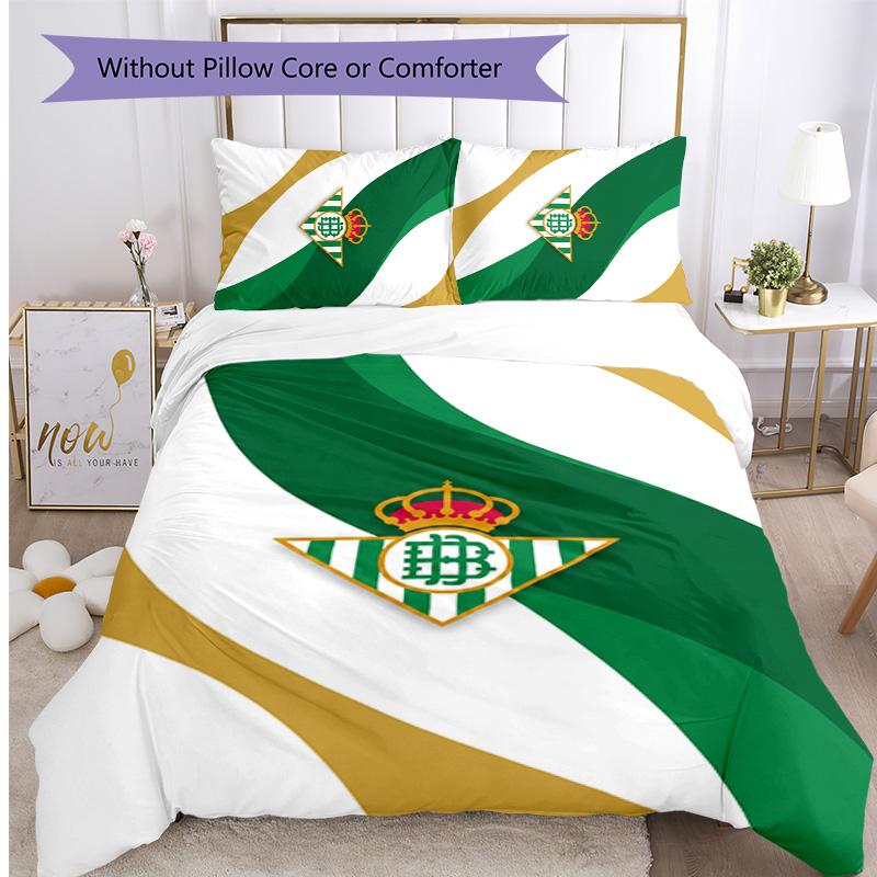Set Lenzuola Stampato Calcio Real Betis 3 Pezzi, Comodo Set Copripiumino per Camera da Letto Amico della Pelle
