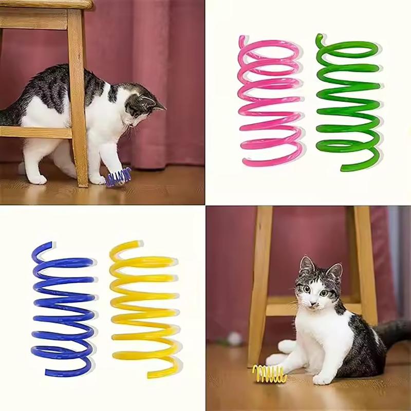 Colorful Spring Cat Toys Interactive Self Play Plastic Spiral Coil Bouncing Teaser Toys Funny Exercise Chew Toys Relieve Boredom
