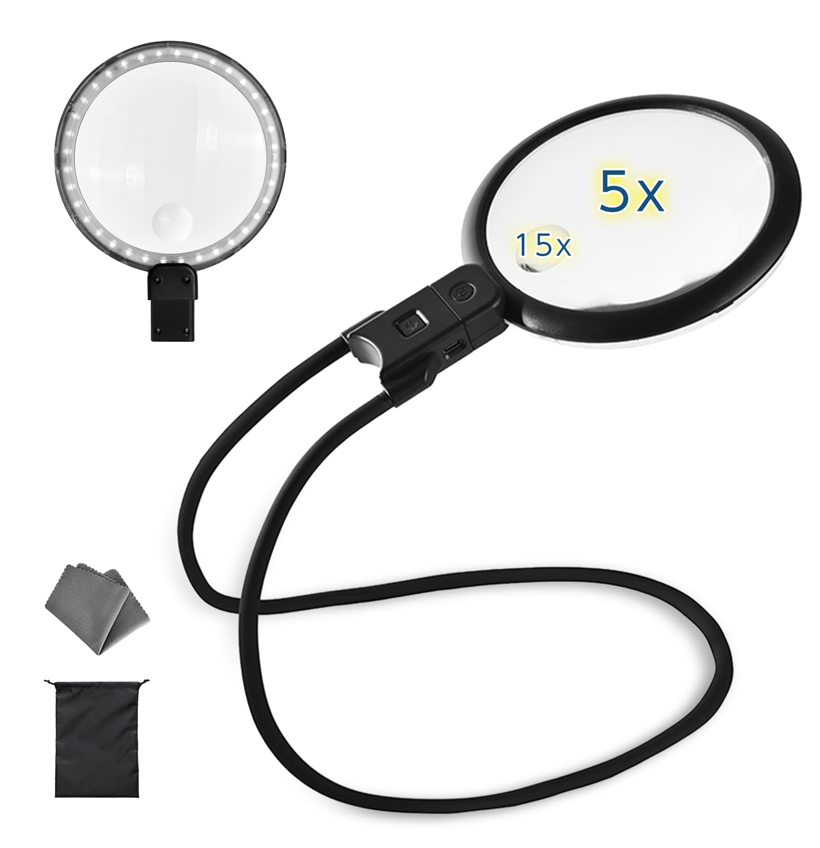 

ZenCT Neck Magnifying Glass 15x 2 USB with 36 LED 3 Brightness Japanese Instruction Manual Ideal for and CT249 [5x & Magnification], Lenses, чорний