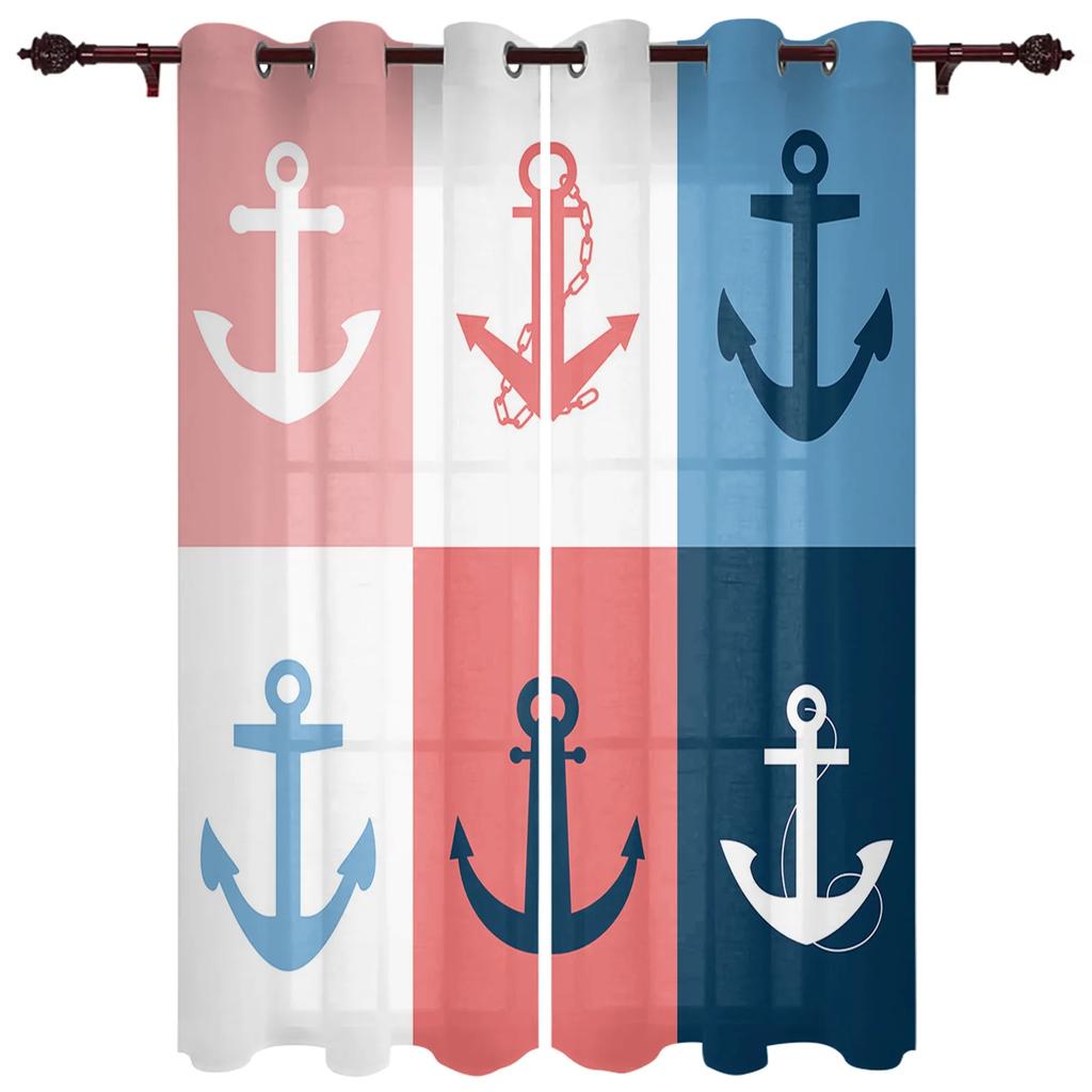 2 SZT Kotwica Rozgwiazda Paski Zasłony Okienne Sypialnia Kuchnia Draperie Panel Dekoracja Domu Zasłony do Salonu Od Podłogi do Sufitu